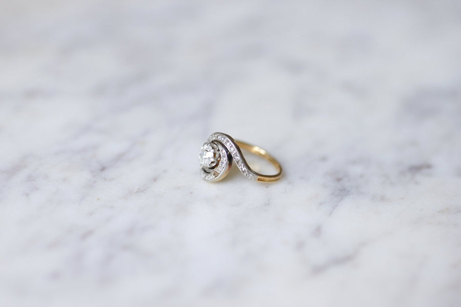 Antique Tourbillon engagement ring, gold and diamonds - Galerie Pénélope