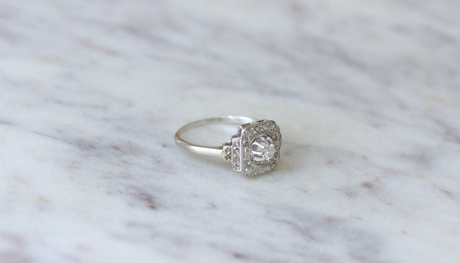 Art Deco square diamond engagement ring - Galerie Pénélope