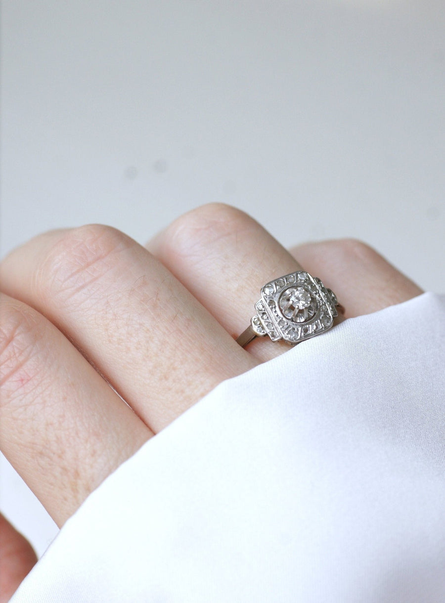 Art Deco square diamond engagement ring - Galerie Pénélope