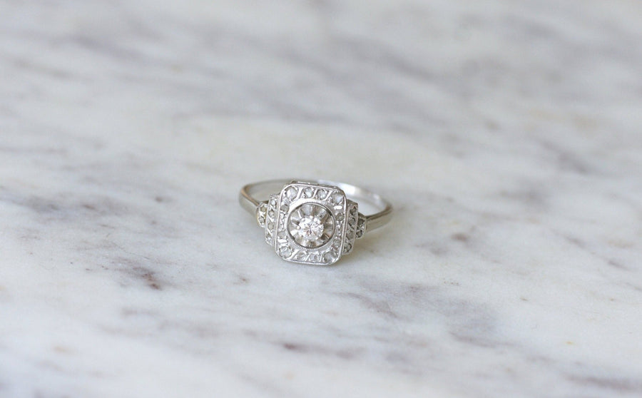 Art Deco square diamond engagement ring - Galerie Pénélope