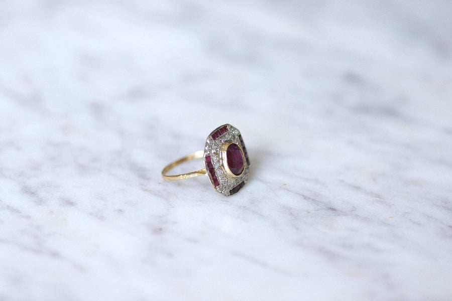 Art Deco diamond and ruby engagement ring - Penelope Gallery