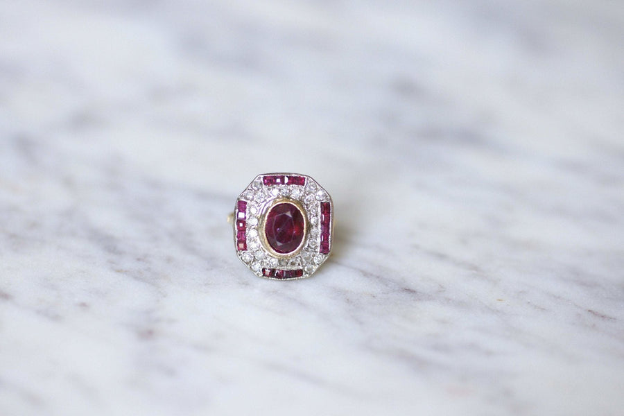 Art Deco diamond and ruby engagement ring - Penelope Gallery