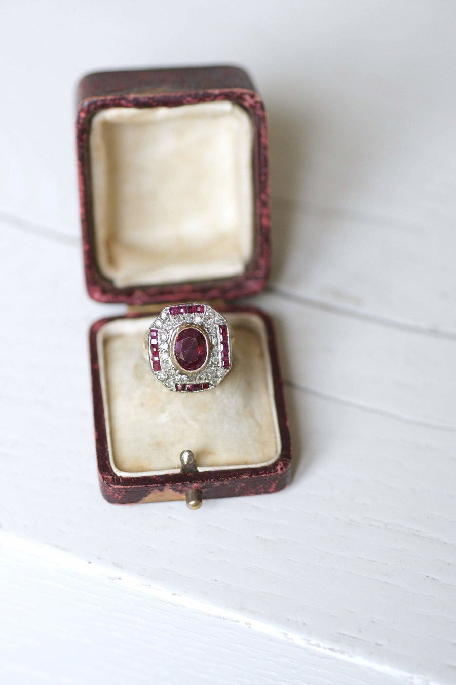 Art Deco diamond and ruby engagement ring - Penelope Gallery