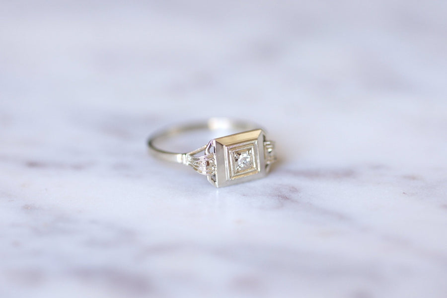 Art Deco white gold and diamond engagement ring - Galerie Pénélope