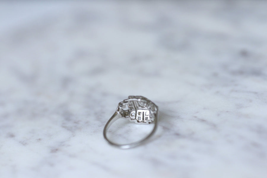 Art Deco Platinum and Diamond Engagement Ring - Penelope Gallery