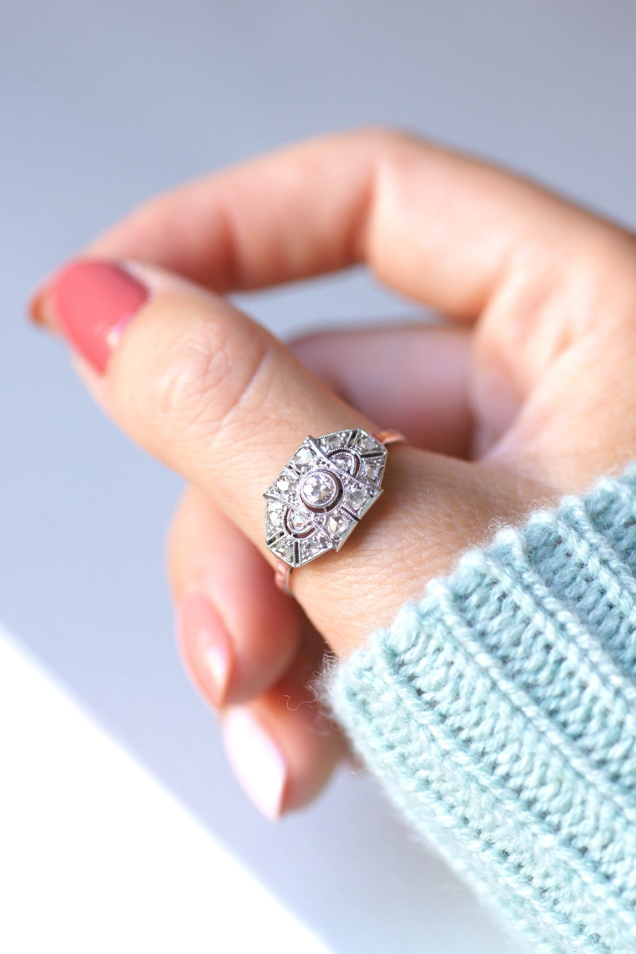 Bague Art Déco Bague Fiancaille Vintage Diamant Bague Or Blanc