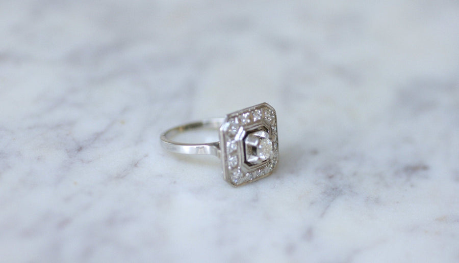 Octagonal Art Deco diamond engagement ring - Penelope Gallery