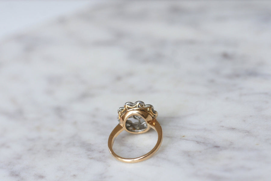 Antique gold, platinum and diamond daisy engagement ring - Penelope Gallery
