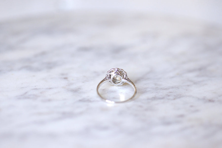Art Deco daisy engagement ring in white gold and diamonds - Galerie Pénélope