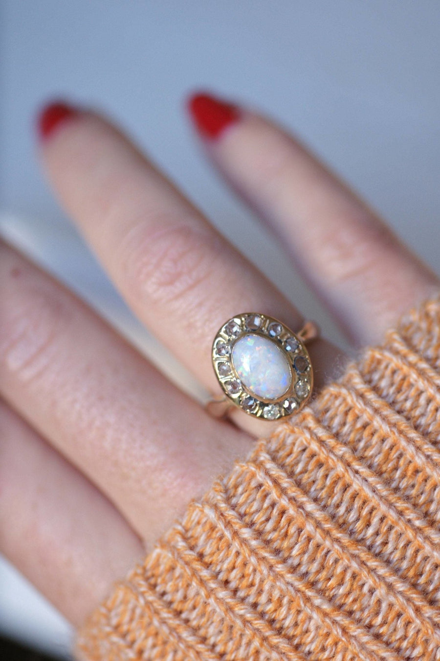 Opal engagement ring with diamonds - Penelope Gallery