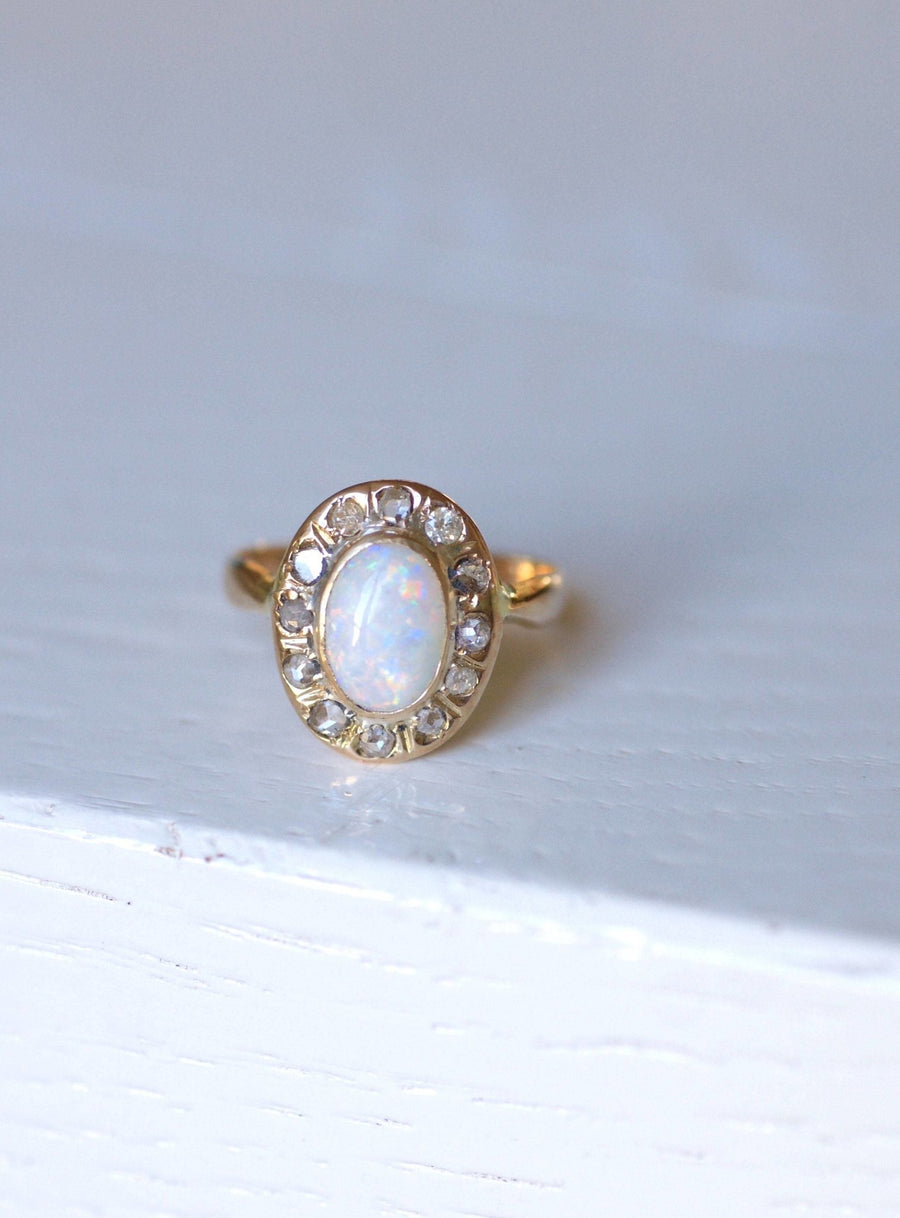 Opal engagement ring with diamonds - Penelope Gallery