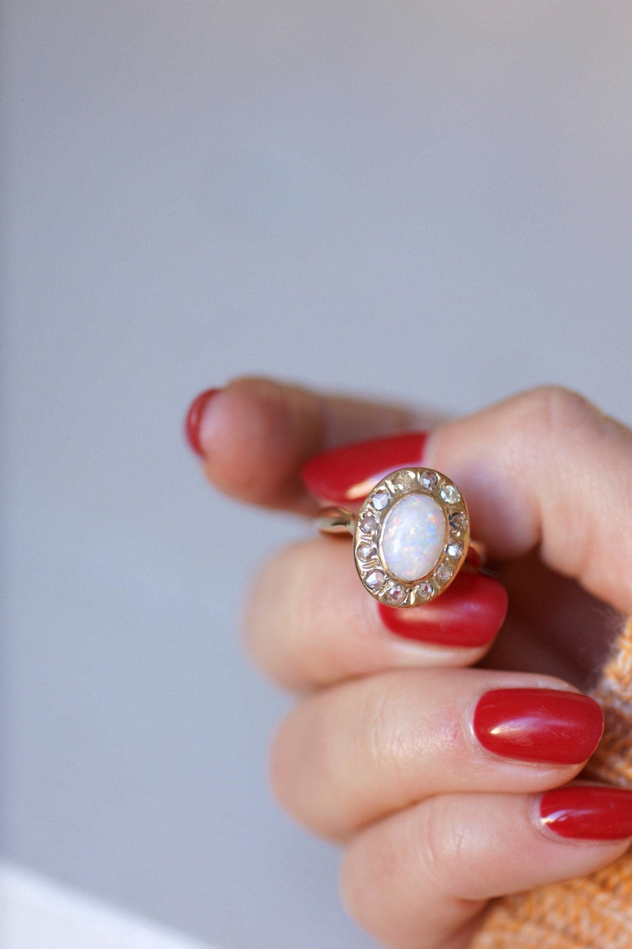 Opal engagement ring with diamonds - Penelope Gallery