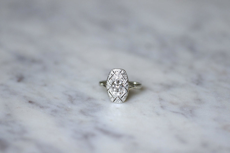 Rectangular Art Deco diamond engagement ring - Penelope Gallery