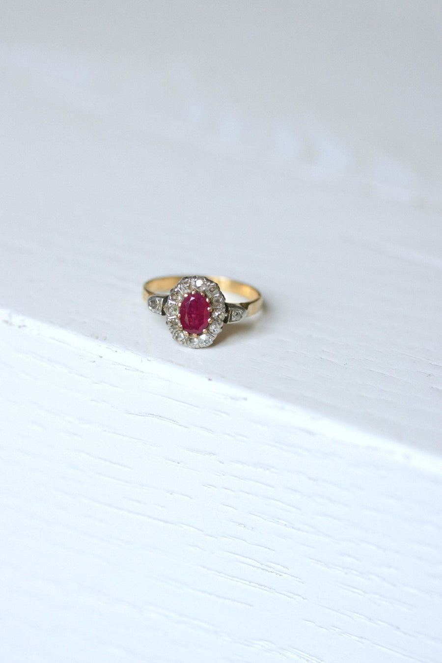 Ruby engagement ring with diamonds - Penelope Gallery