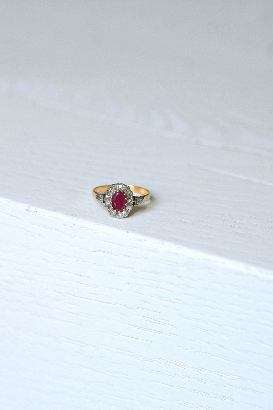 Ruby engagement ring with diamonds - Penelope Gallery