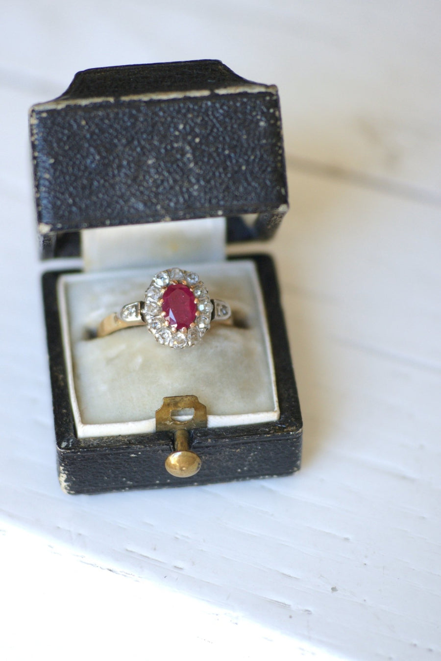 Ruby engagement ring with diamonds - Penelope Gallery