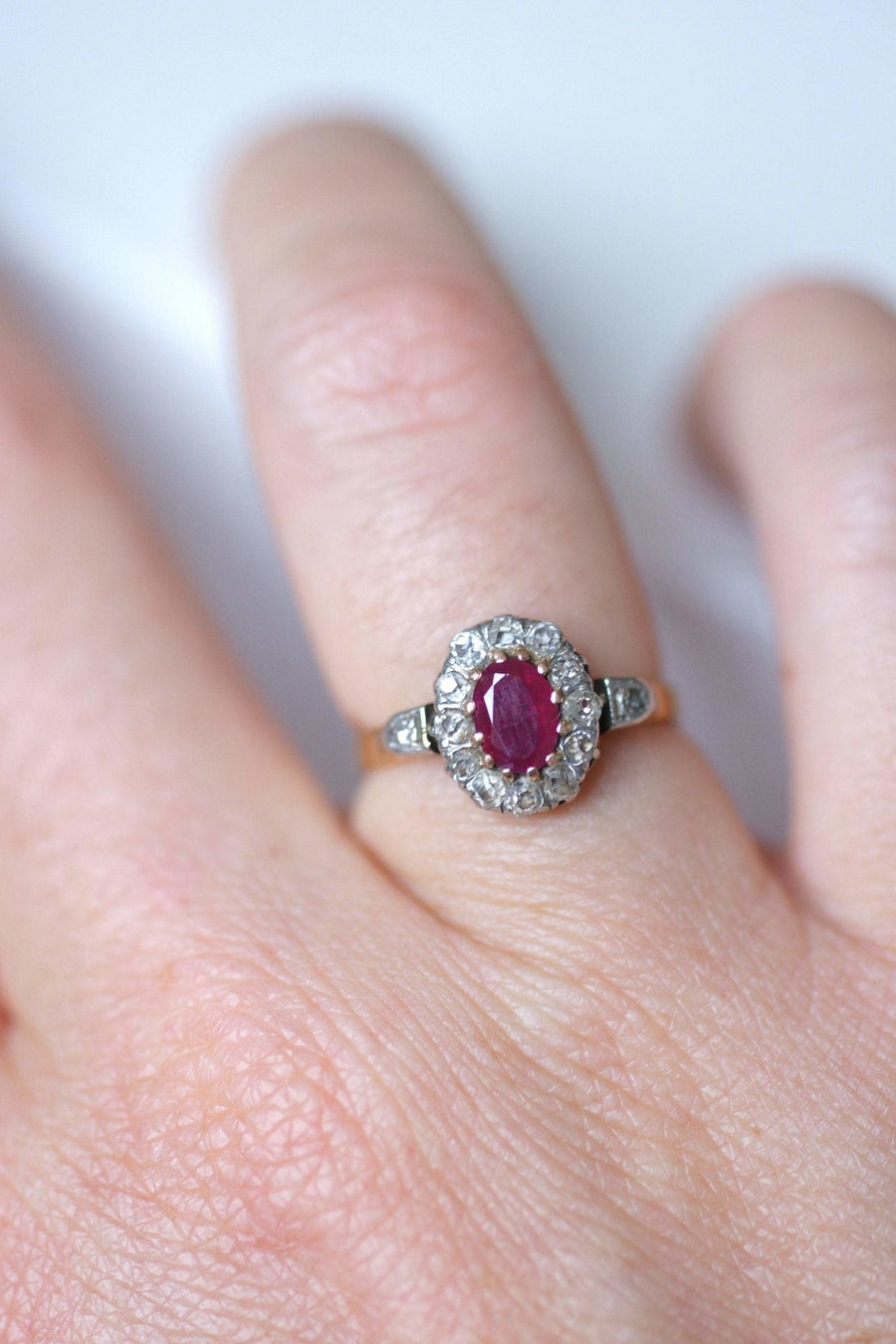 Ruby engagement ring with diamonds - Penelope Gallery