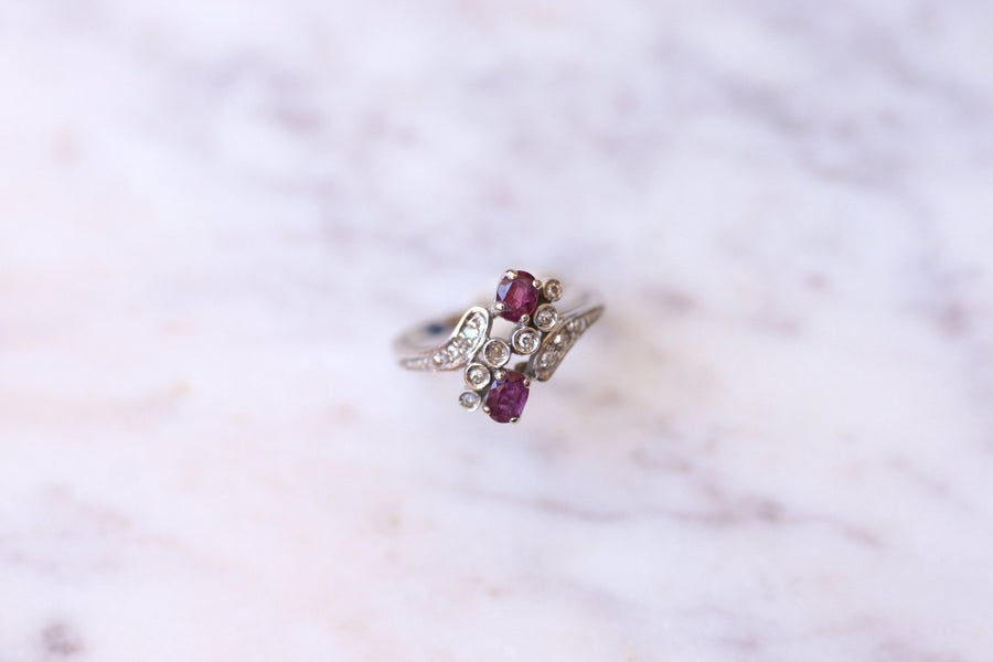 Vintage gold, ruby and diamond engagement ring - Galerie Pénélope