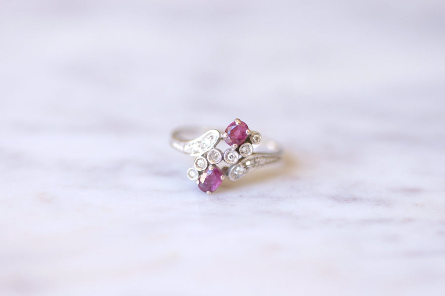 Vintage gold, ruby and diamond engagement ring - Galerie Pénélope