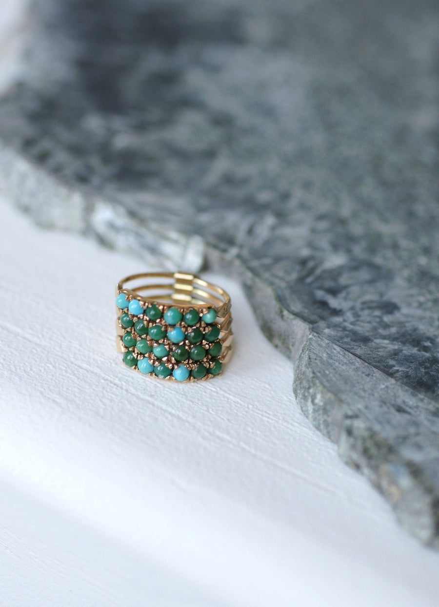 Gold and turquoise harem ring - Penelope Gallery