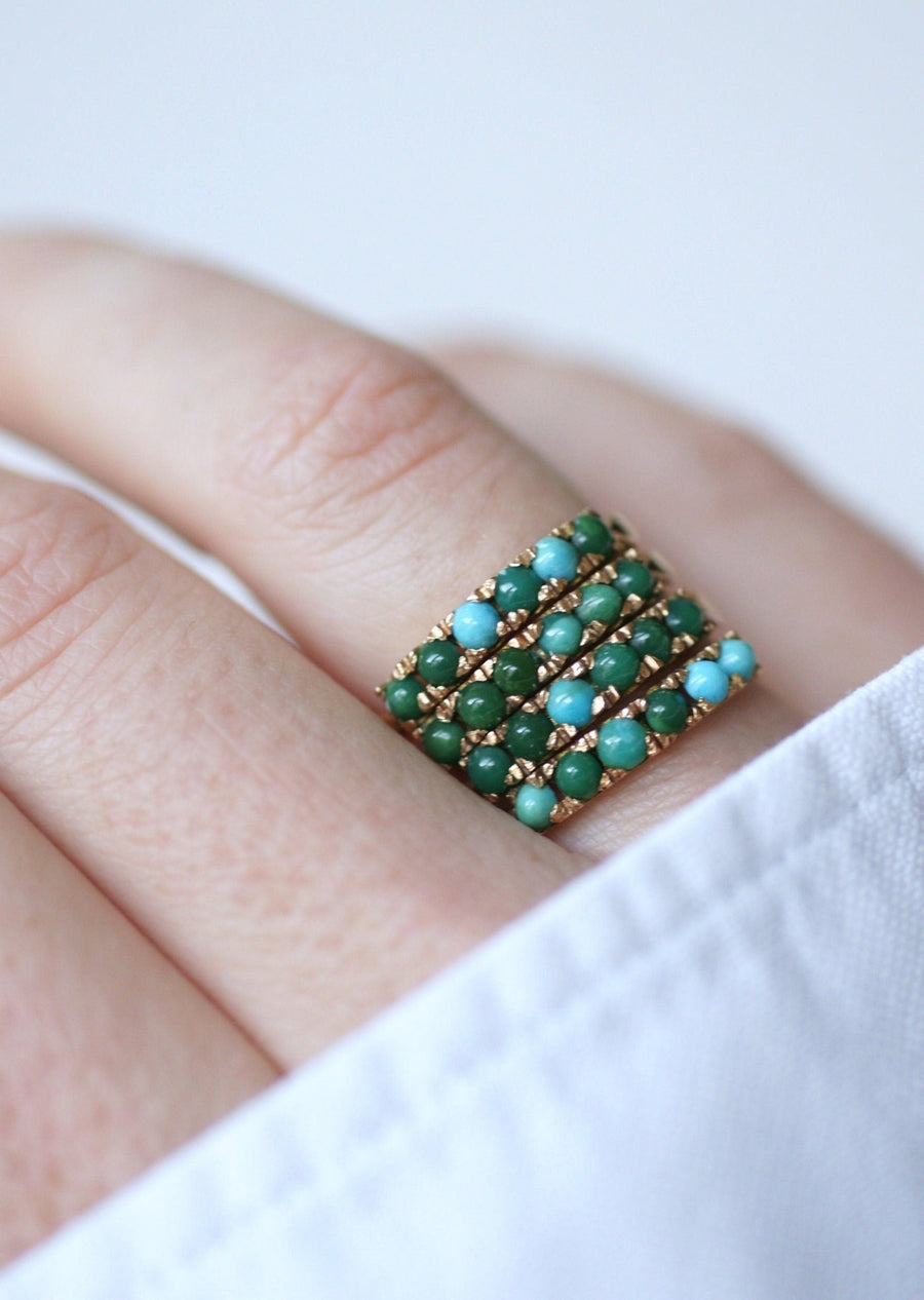Gold and turquoise harem ring - Penelope Gallery