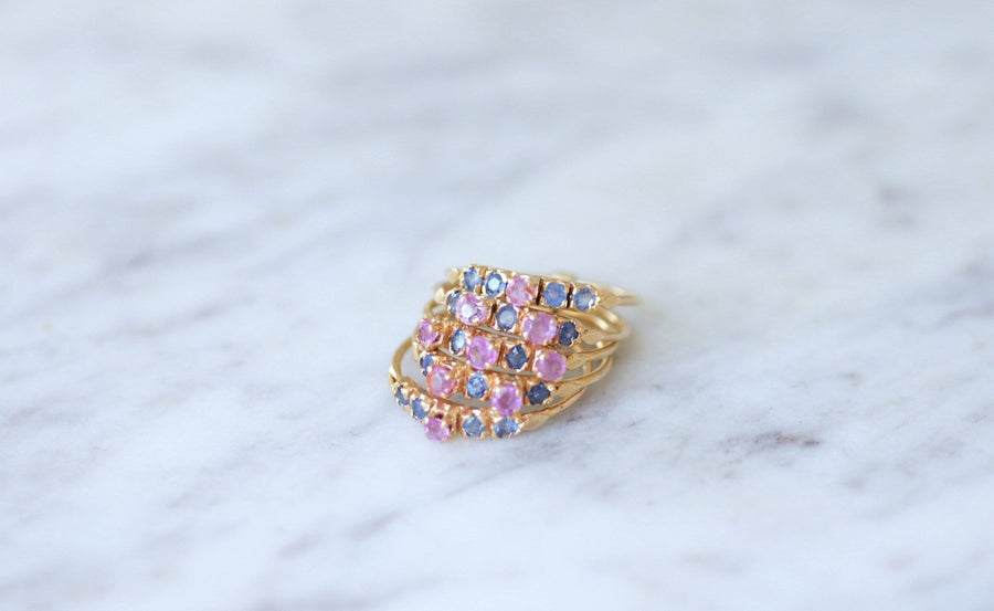 Blue and pink sapphires harem ring - Penelope Gallery