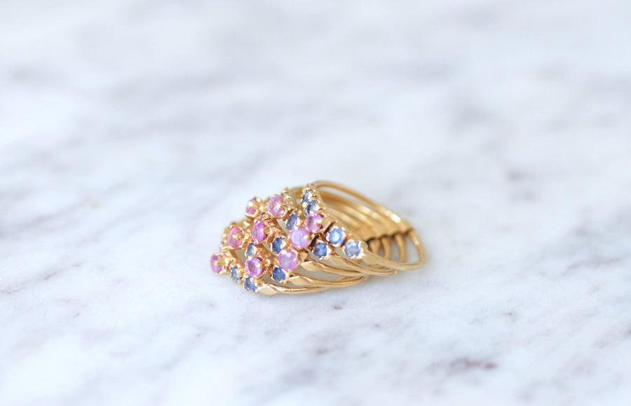 Blue and pink sapphires harem ring - Penelope Gallery