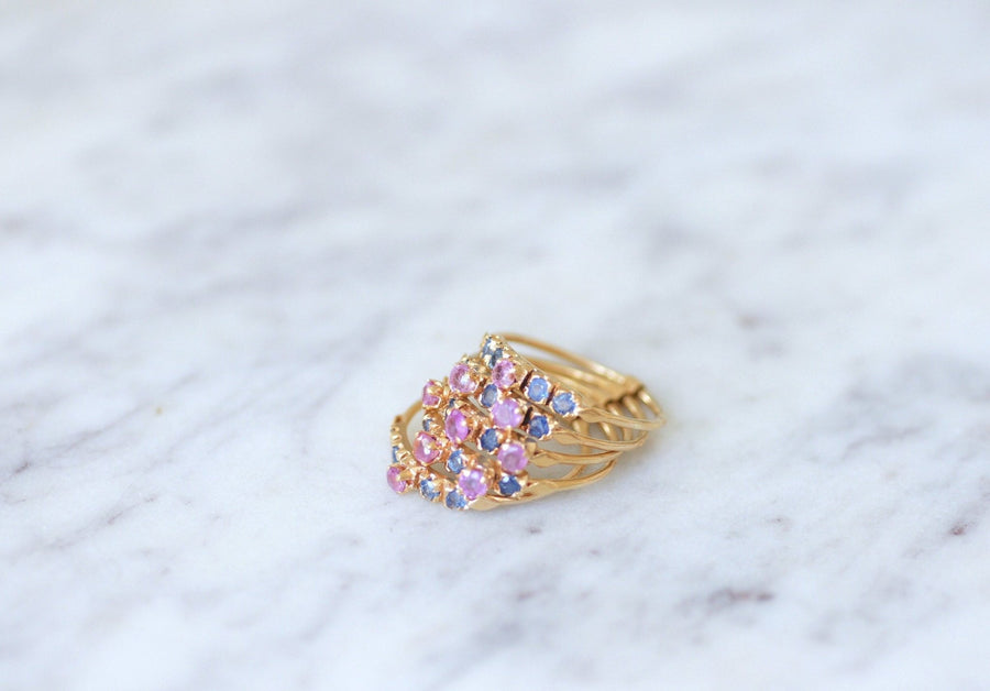 Blue and pink sapphires harem ring - Penelope Gallery