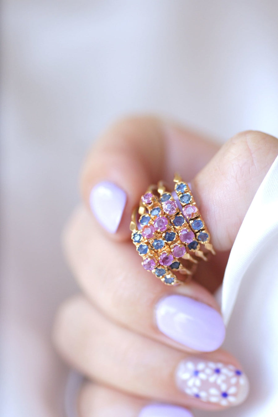 Blue and pink sapphires harem ring - Penelope Gallery