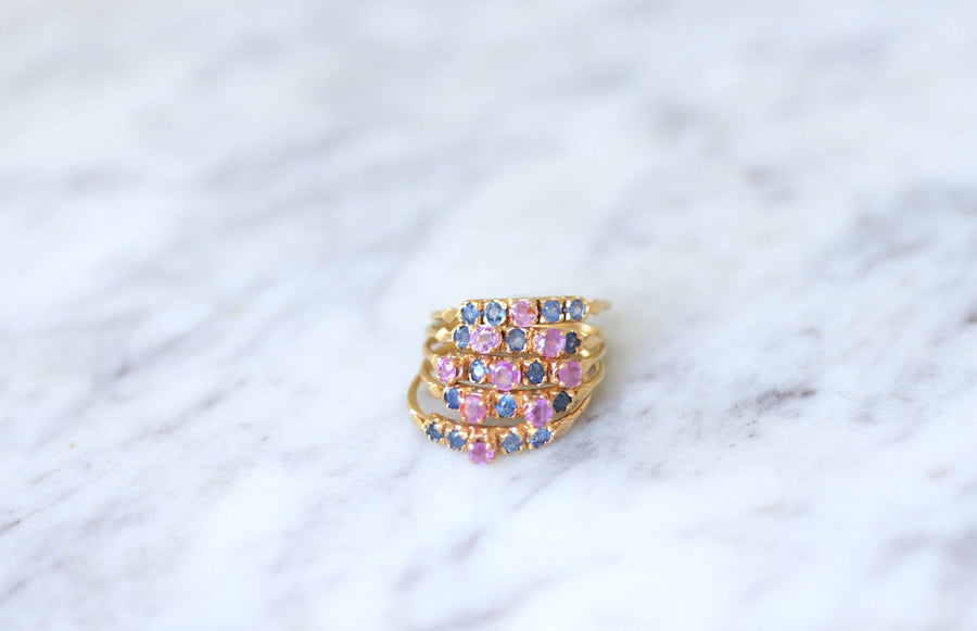 Blue and pink sapphires harem ring - Penelope Gallery