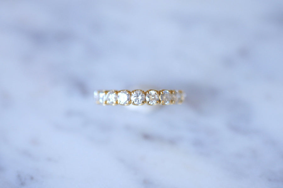 Vintage half wedding ring in yellow gold and diamonds 1,50Cts - Galerie Pénélope