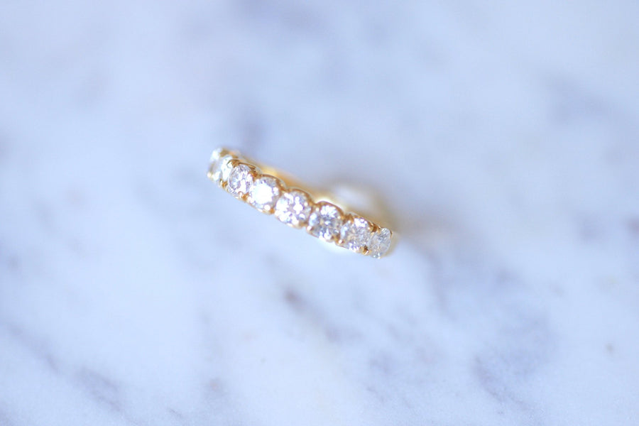 Vintage half wedding ring in yellow gold and diamonds 1,50Cts - Galerie Pénélope