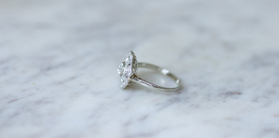 Octagonal Art Deco diamond ring - Galerie Pénélope