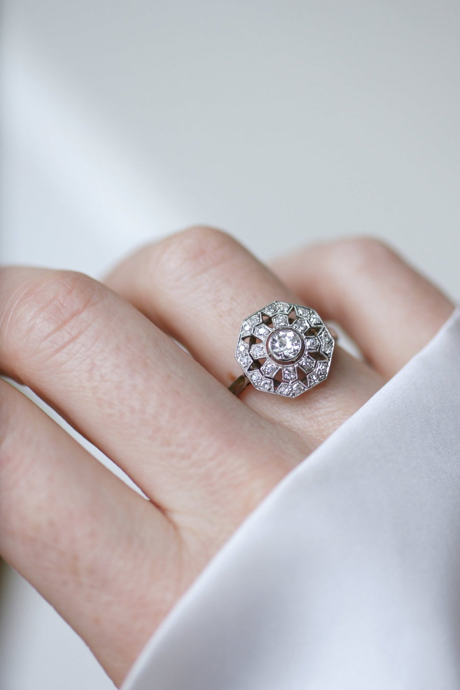 Octagonal Art Deco diamond ring - Galerie Pénélope