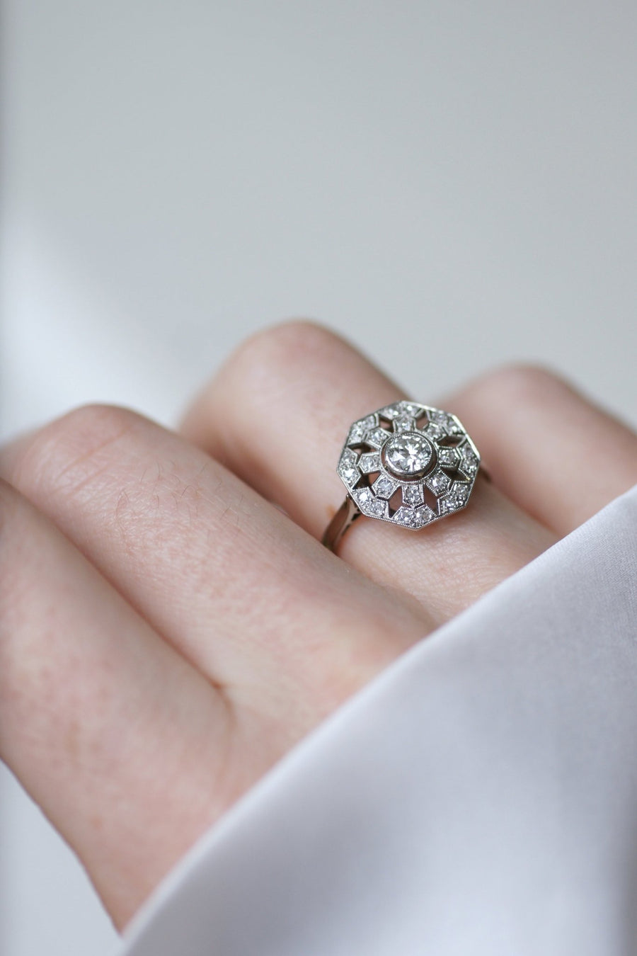 Octagonal Art Deco diamond ring - Galerie Pénélope