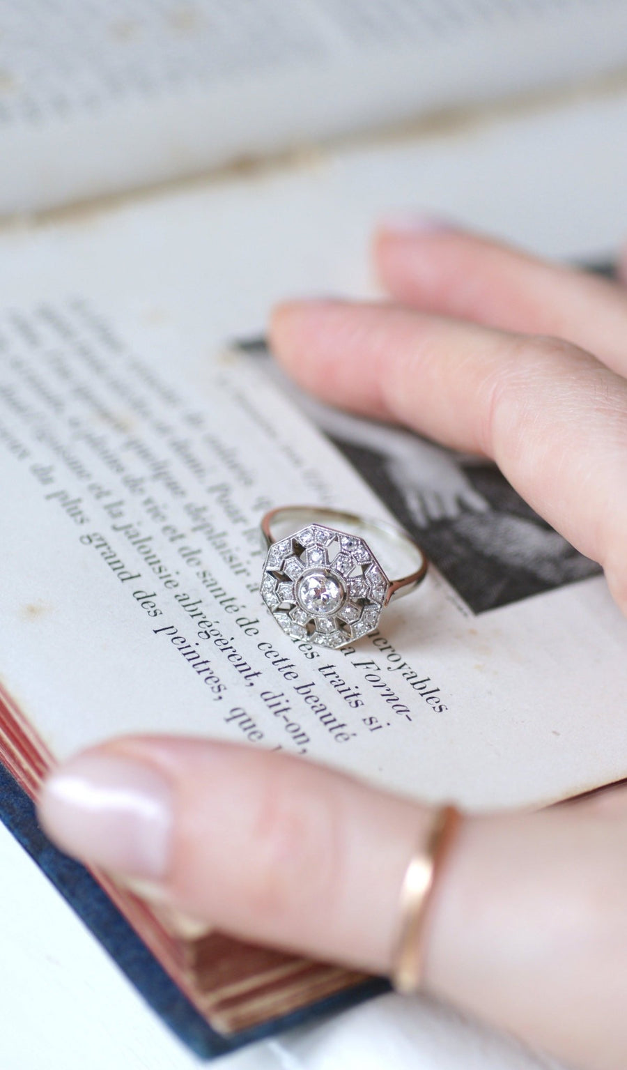 Octagonal Art Deco diamond ring - Galerie Pénélope