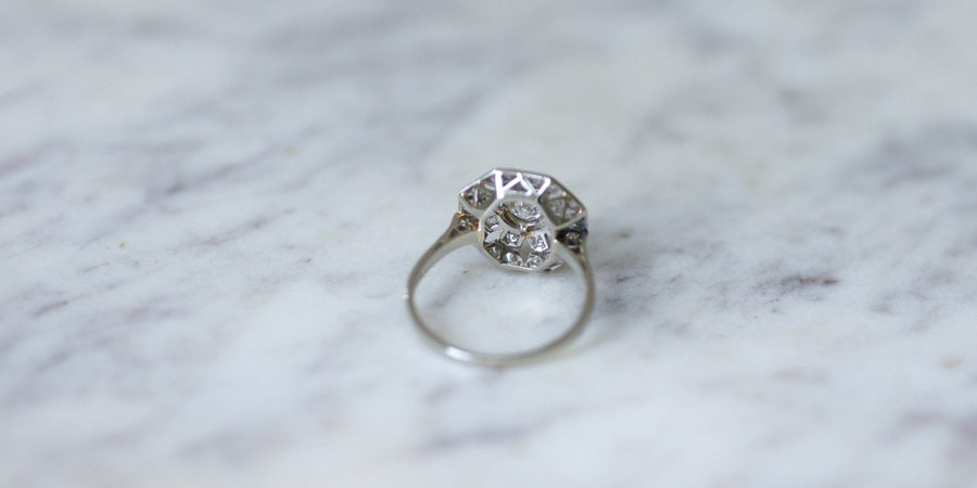 Octagonal Art Deco diamond ring - Galerie Pénélope