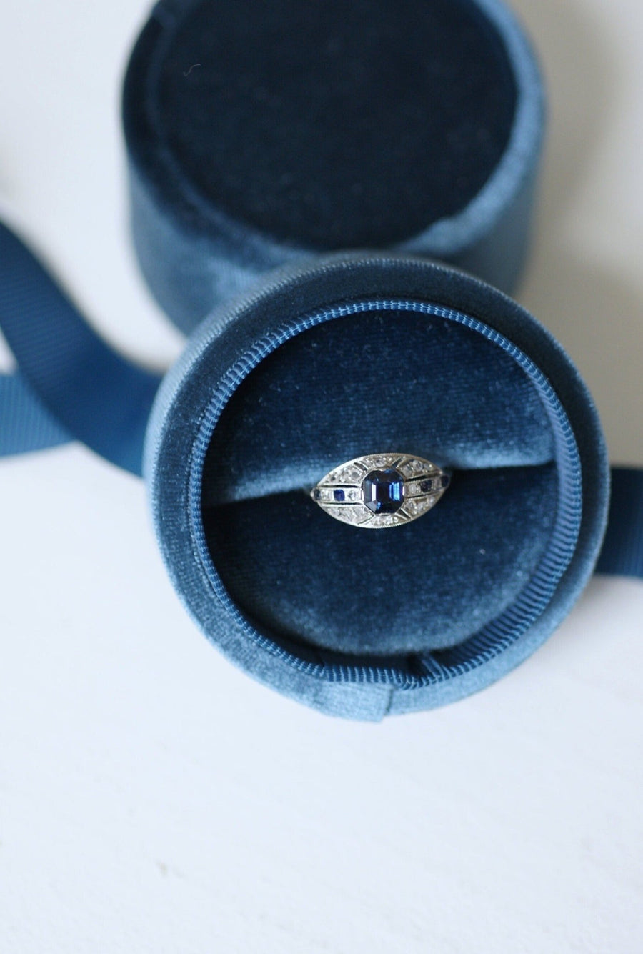 Art Deco sapphire and diamond dome ring - Penelope Gallery