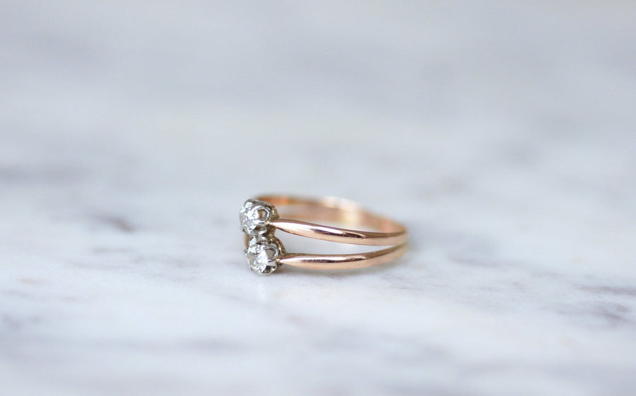 Double ring rose gold diamonds - Penelope Gallery