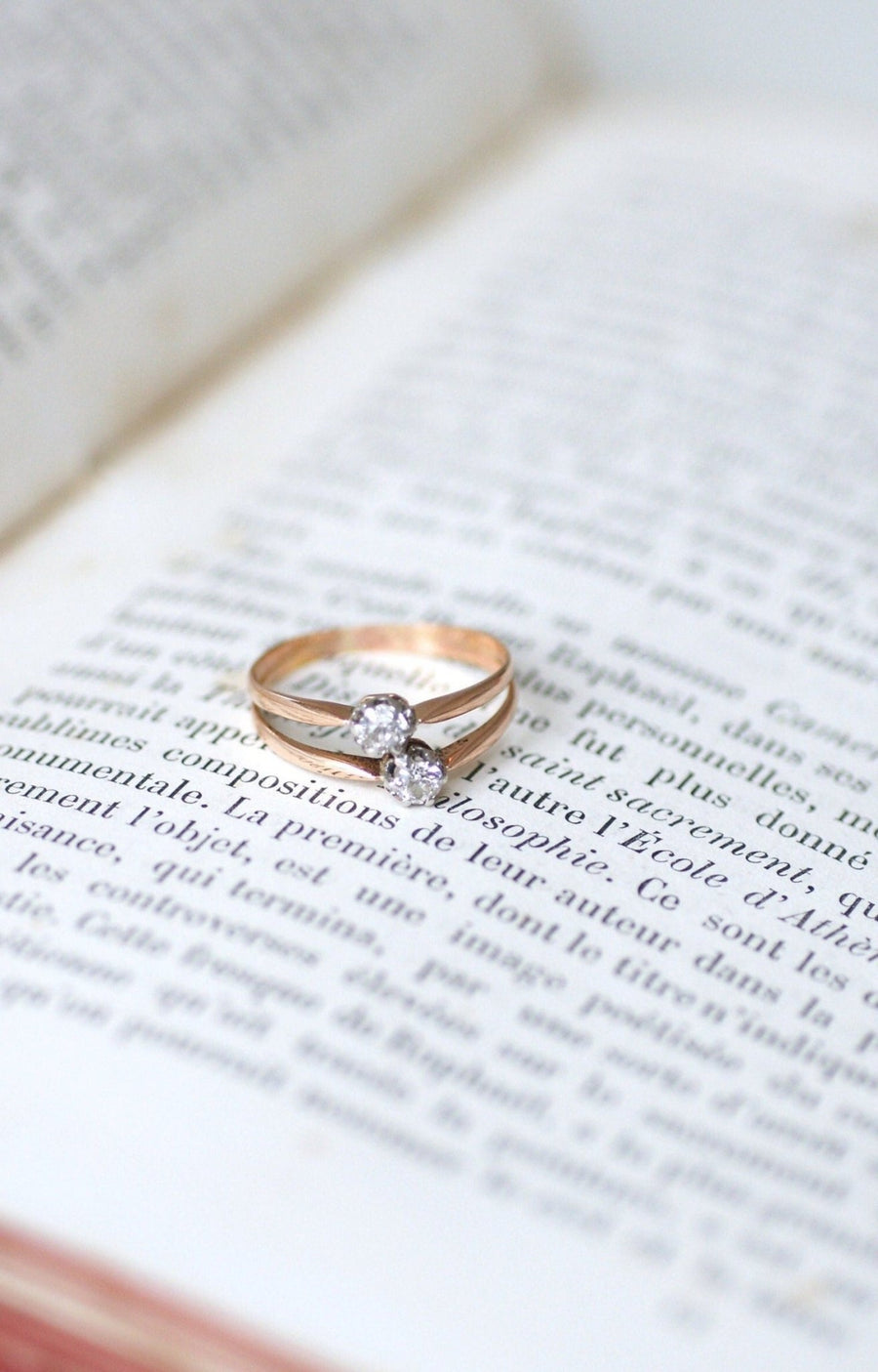 Double ring rose gold diamonds - Penelope Gallery