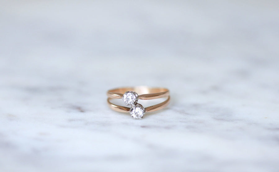 Double ring rose gold diamonds - Penelope Gallery