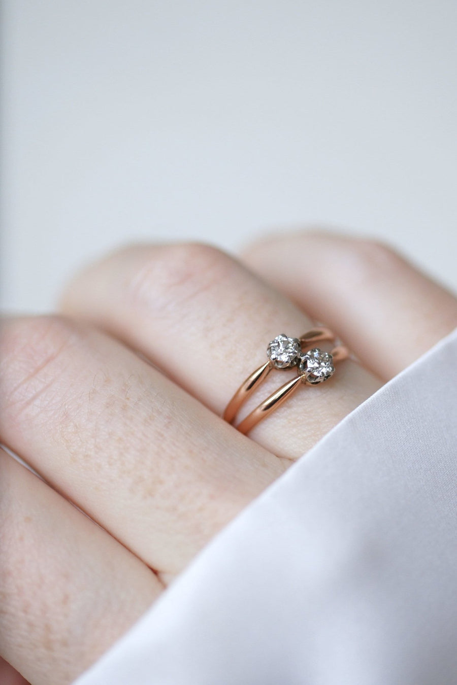 Double ring rose gold diamonds - Penelope Gallery