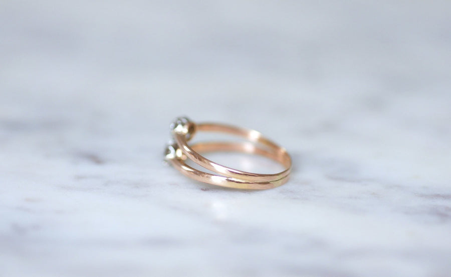 Double ring rose gold diamonds - Penelope Gallery