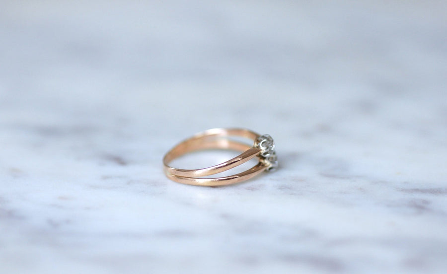 Double ring rose gold diamonds - Penelope Gallery