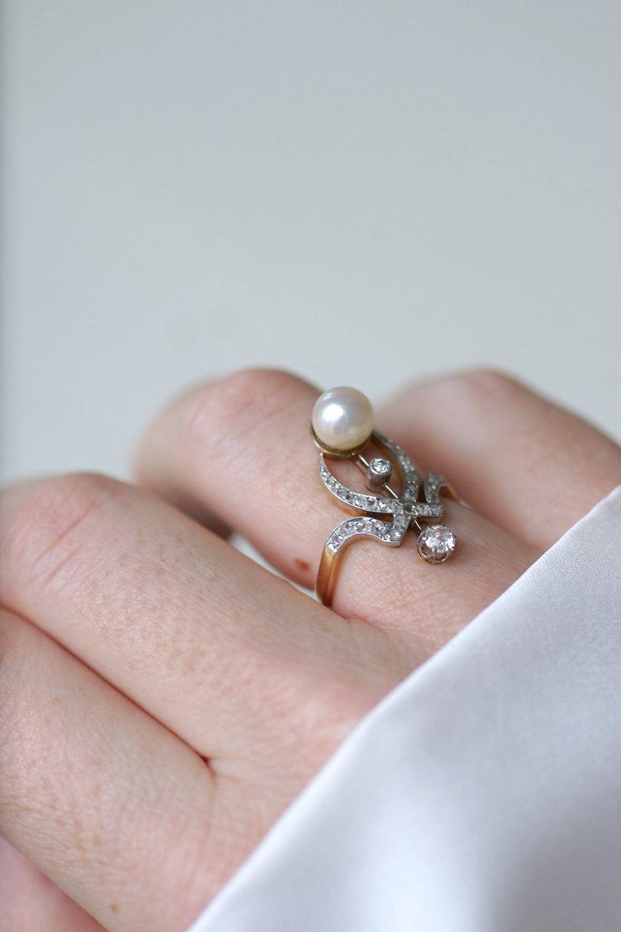 Duchess diamond and pearl ring - Penelope Gallery