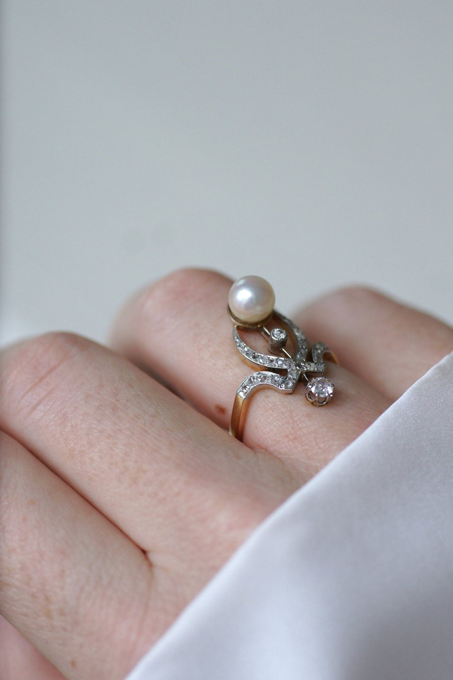 Duchess diamond and pearl ring - Penelope Gallery