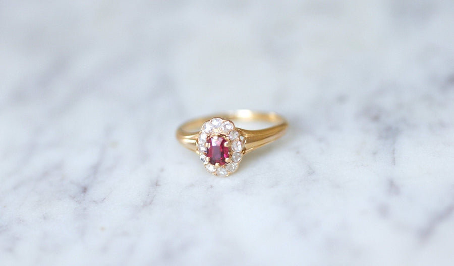 Ruby engagement ring with diamonds - Penelope Gallery