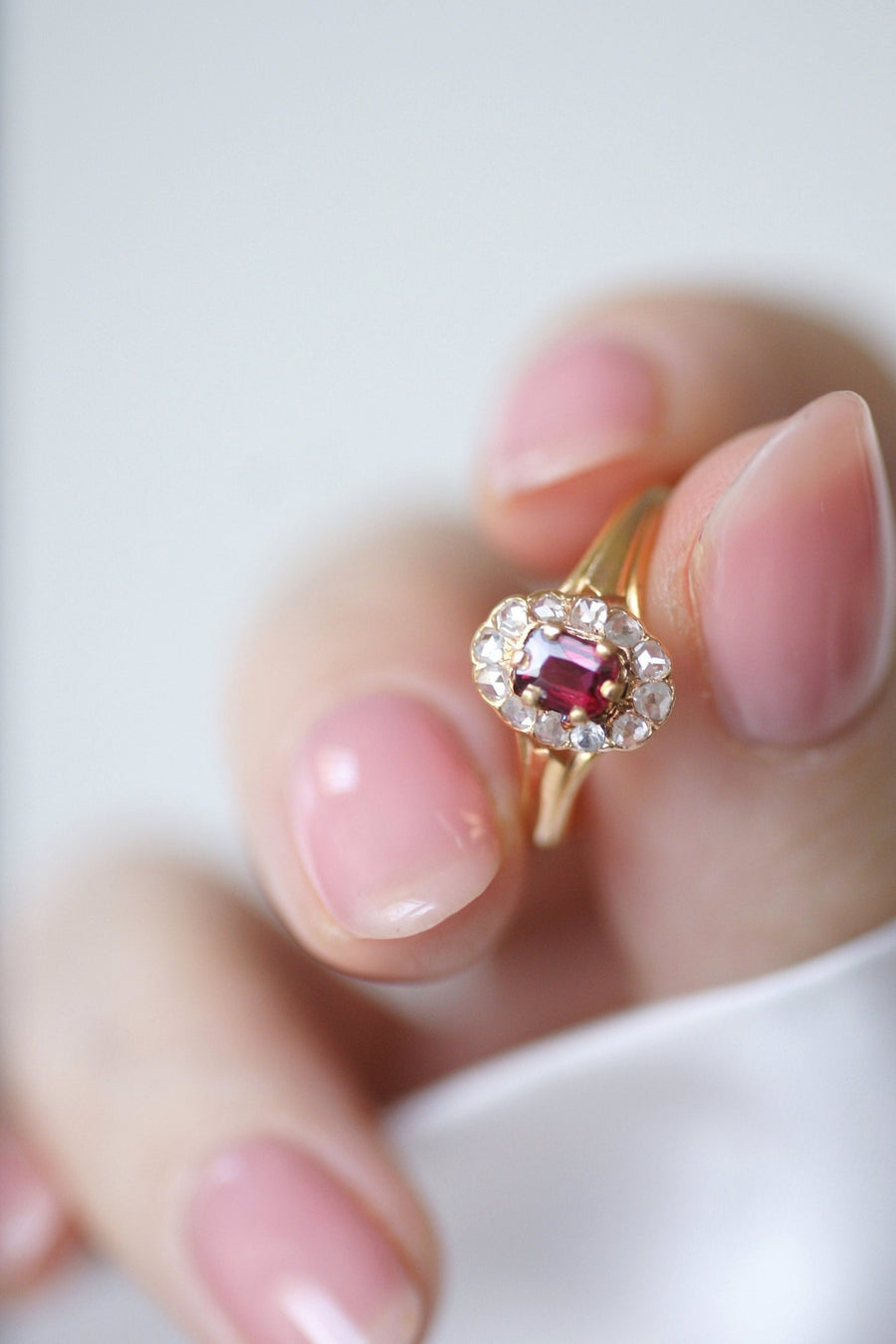 Ruby engagement ring with diamonds - Penelope Gallery