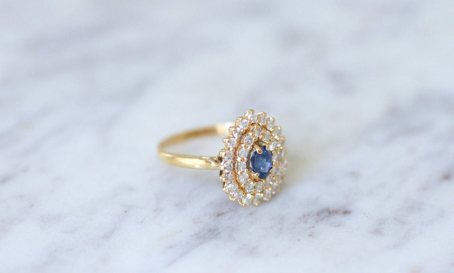 Sapphire drop ring surrounded by diamonds - Penelope Gallery
