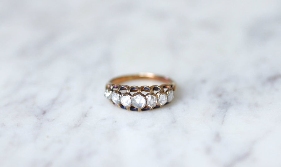 Garter ring with 7 pink cut diamonds - Penelope Gallery